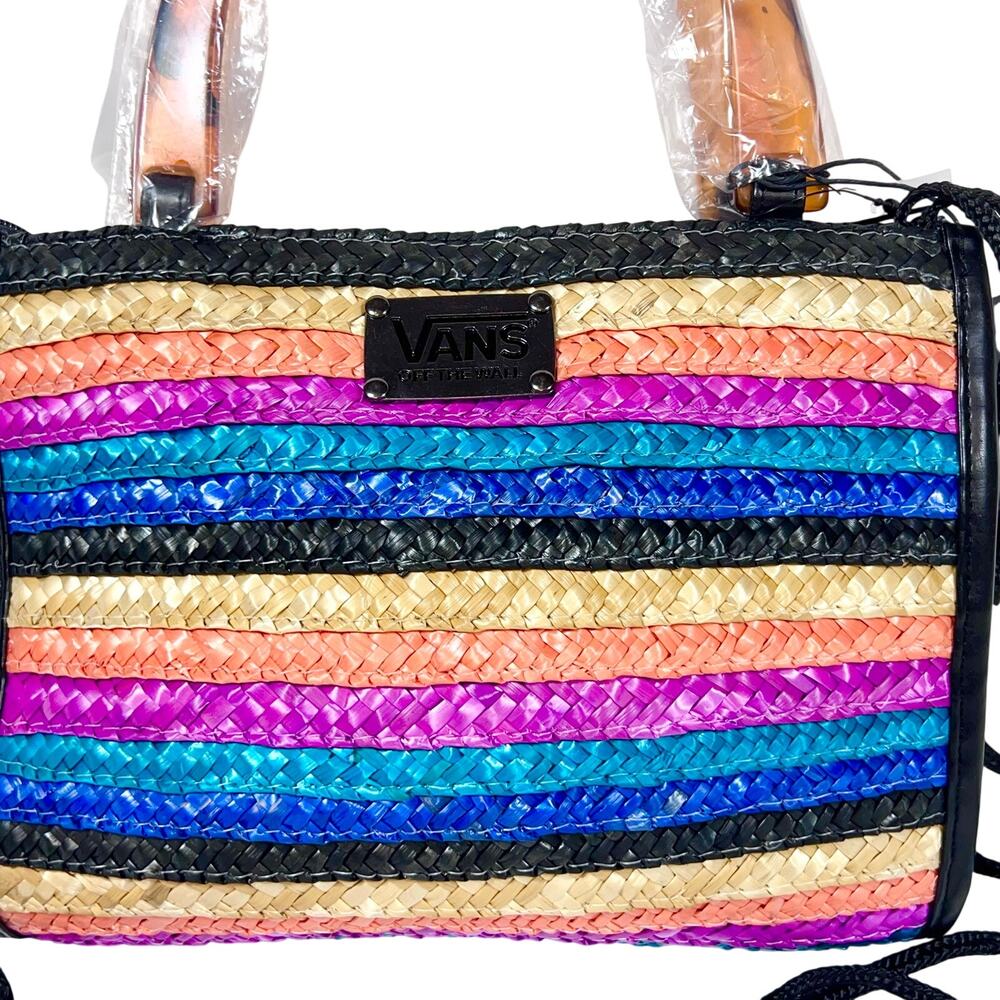 Vans Beach Bird Purse Multi-Colored Straw Purse With Tortoise Resin Handles New - Picture 3 of 10